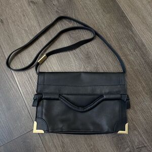 Foley & Corinna Tucker Black Genuine Leather Crossbody Shoulder Bag NWOT